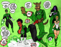 2boys 3girls alien alien_boy alien_girl anthro arisia_rrab bodysuit canine_penis caught_in_the_act cheating cleavage cuckold dc dimsumboy22 doggy_style female g'nort green_lantern green_lantern_corps horny_female human humanoid humanoid_on_anthro interspecies justice_league ksennin kyle_rayner light-skinned_female light-skinned_male light_skin male netorare princess_iolande purple-skinned_female purple_skin red-skinned_female red_skin soranik_natu straight voluptuous voluptuous_female