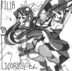 2girls fight filia_(skullgirls) multiple_girls oh8 oral oral_penetration samson_(skullgirls) skullgirls tagme