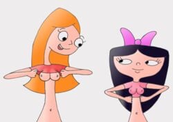 animated breasts candace_flynn disney female female_only helix human isabella_garcia-shapiro multiple_females multiple_girls nipples phineas_and_ferb shirt_lift