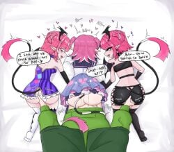 1boy 1girls 1girls1boy 3girls camila_(vtuber) clone fingering indie_virtual_youtuber moaning panties_aside penetration penis_in_pussy pink_hair sex szpecter tail_wrap vedal987 virtual_youtuber vtuber