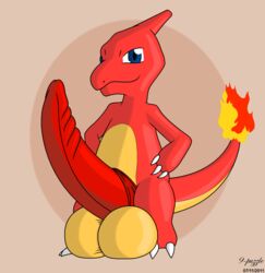 2011 9-puzzle charmeleon color fire hyper hyper_penis male male_only nintendo pokémon_(species) pokemon solo tagme tail tail_fire