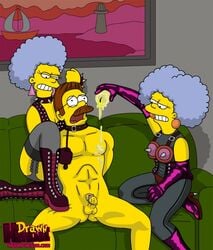 bdsm dominatrix drawn-hentai female human male ned_flanders patty_bouvier selma_bouvier straight the_simpsons