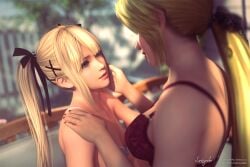 2girls 3d age_difference blonde_hair clumsyneko clumsynekooo dead_or_alive height_difference helena_douglas marie_rose yuri