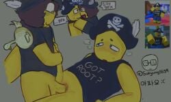 1boy 1cuntboy bottomless bottomless_cuntboy bottomless_male cuntboy/male forsaken_(roblox) gay gay_sex got_root_shedletsky intersex milestone2_shedletsky penis pirate pirate_hat reference_image roblox roblox_game robloxian self_upload selfcest shedletsky shedletsky_(forsaken) square_crossover sukyung5559 tagme text_bubble watermark yellow_skin