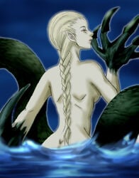 braided_ponytail claymore lamia monster_girl naga ophelia_(claymore) tagme water