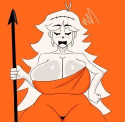 1girls big_breasts big_thighs blitswave closed_eyes clothed clothed_female clothing curvaceous curvaceous_body curvaceous_female curvaceous_figure curvaceous_hips curvaceous_thighs curves curvy curvy_body curvy_female curvy_figure curvy_hips female female_focus female_only fluffy fluffy_hair giant_breasts gigantic_breasts gigantic_thighs huge_breasts huge_thighs large_breasts large_thighs little_caesars long_hair massive_breasts massive_thighs orange_dress plump plump_breasts plump_thighs spear thicc thicc_thighs thick thick_hips thick_legs thick_thighs thighs tongue tongue_out very_long_hair voluptuous voluptuous_body voluptuous_female white_body white_hair white_skin
