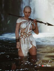 1girls 3d bald bald_female clothed clothed_female daz_studio female female_only original rauko_(artist) realistic solo spear