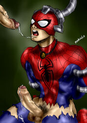 2boys arms_behind_back arms_tied bodysuit bondage boner boy_rape clothing cum cum_in_mouth doctor_octopus erection forced forced_fellatio forced_oral forced_yaoi gay male male_only marvel multiple_males nipple_bulge nipples oral penis peter_parker restrained skin_tight smooth_skin spider-man spider-man_(series) tagme tentacle tentacle_on_male tentacles torn_clothes torn_clothing villain yaoi