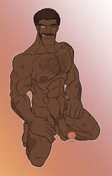 1boy abs artist_name balls ballsack bara body_hair brown_eyes brown_hair chest_hair dark-skinned_male dark_brown_hair demoman erect_nipples erection facial_hair foreskin foreskin_folds furei hairy_male hands_on_thighs human intact kneeling male male_nipples male_only male_pubic_hair manly mature_male muscles muscular_male mustache mutton_chops nude_male pecs penis retracted_foreskin scars scrotum sideburns smirk smooth_penis solo team_fortress_2 testicles uncut