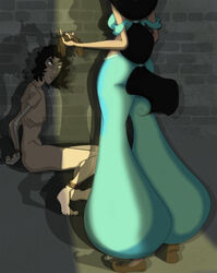 aladdin arms_behind_back bondage darkelf19 disney disney_princess female femdom human jennifer_merritt male mozenrath princess_jasmine