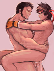 2boys anal_penetration anal_sex arad_senki bara brown_hair closed_eyes cum cum_in_ass cum_inside dungeon_and_fighter dungeon_fighter_online erect_nipples eyes_half_open facial_hair fingerless_gloves gay headband male male/male male_fighter male_only male_priest_(dungeon_and_fighter) nude priest priest_(dungeon_and_fighter) suspended_congress tagme unprofessional_behavior yaoi