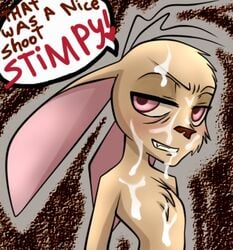 anthro beige_fur canine chihuahua clenched_teeth color cum dialogue english_text fur furry male male_only nickelodeon nude pink_eyes ren_and_stimpy ren_hoek smile solo standing text