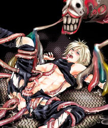 1boy anal blonde_hair cloud_strife dripping final_fantasy final_fantasy_vii insertion legs_held_open male male_only male_urethral_insertion malesub monster_on_male multiple_anal_insertions multiple_insertions nodules shirt_lift spread_legs tentacle tentacle_on_male tentacle_rape tentaclejob tentacles_on_male torn_clothing triple_anal undressing unknown urethral urethral_insertion