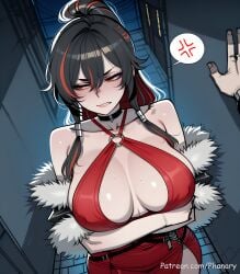 1boy 1female 1girl 1girls 2026 absurdres aesthetic against_wall ai_generated anger_vein anime anime_style arms_under_breasts bare_shoulders beautiful beautiful_female beautiful_girl big_ass big_breasts bitch biting_own_lip black_choker black_hair blurred_background blush blush_lines blushing blushing_female breasts bubble_ass bubble_butt choker cleavage clenched_teeth collarbone cover_page crossed_arms curvy curvy_body curvy_female curvy_figure curvy_hips curvy_thighs cute cute_face digital_art digital_painting dress fur_trim hair_between_eyes halter_dress halterneck high_ponytail high_quality highres hoyoverse huge_breasts large_ass large_breasts line_art long_comic long_hair looking_to_the_side manga_style mihoyo mihoyo_technology_(shanghai)_co._ltd. mommy mommy_dom mommy_kink multicolored_hair multiple_panels night o-ring orange_eyes outdoors parted_lips patreon patreon_link patreon_logo patreon_username phanary ponytail pov red_dress red_eyes red_hair sexy sexy_body sexy_female sexy_pose sidelocks slut soft_shading solo_focus speech_bubble spoken_anger_vein streaked_hair teeth thick tsundere two-tone_hair web_address zenless_zone_zero zhu_yuan
