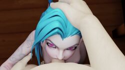 1boy1girl animated asphyxiation blender blowjob blue_hair choking_on_cock death_by_penis deepthroat eyes_rolling_back facefuck fellatio forced_oral head_grab jinx_(league_of_legends) league_of_legends nude_female pink_eyes pov pov_eye_contact snuff submissive tagme throat_fuck video