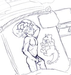 dragon_quest jerkingoff male_focus male_only sketch sleeping sleeping_nude solo