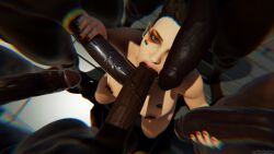 3d apex_legends beach black_penis brown_eyes brown_hair dark_skin dark_skinned_male earrings female gangbang loba_(apex_legends) looking_at_viewer male multiple_boys multiple_penises nipple_piercing oral oral_sex outdoors pan_african_colors penis penis_in_mouth penis_on_face qos qos_tattoo sucking sucking_penis taikakettu tattoo twitter_link twitter_username unseen_male_face veiny_penis