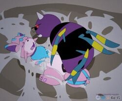absurd_res animal_genitalia arachnid ariados arthropod arthropod_webbing bdsm blue_gem blush bound canine_genitalia chest_tuft collar eyewear fakemon feral fur gem generation_2_pokemon genitals glasses hair hi_res lewxen nintendo open_mouth pawpads paws penetration pink_body pink_fur pokemon pokemon_(species) purple_body purple_eyes purple_fur purple_hair spider tongue tuft vaginal vaginal_penetration velvet706 web_bondage