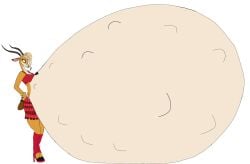 anthro blonde_hair blonde_hair_female disney fetal_movement gazelle gazelle_(zootopia) hyper_pregnancy kicking_(pregnancy) looking_at_belly pregnant pregnant_anthro pregnant_belly pregnant_female zootopia