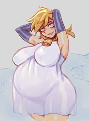 1girls blonde_hair brellom cow_bell erect_nipples genderswap genderswap_(mtf) link maternity_clothes maternity_dress pregnant rule_63 tagme the_legend_of_zelda