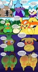 absurd_res annoyed anthro bag balls bandit_mask bandits before_and_after begging big_butt biped blush butt calvin_(tepigfan101) casey_(tepigfan101) clothing comic cosplay_pikachu_(costume) dangling_legs defeated dewott dialogue electricity embarrassed generation_1_pokemon generation_4_pokemon generation_5_pokemon generation_8_pokemon genitals glory_wall grookey group hi_res horn kerchief lowered_tail male mask nintendo nude pachirisu panties pikachu pikachu_libre pinsir pokemon pokemon_(species) pokemon_mystery_dungeon ready_to_fight shirt spank_marks spanked_butt spike_chunsoft sports_mask sportswear teeth tepigfan101 thief through_wall time_skip topwear underwear wrestling_mask