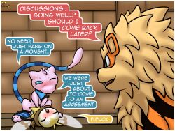 absurd_res arcanine being_watched blush canid canine caught_in_the_act clothing concentration desk dialogue digital_media_(artwork) duo english_text everstone_guild eyes_closed female female_penetrated feral feral_on_feral feral_penetrated feral_penetrating flustered from_front_position furgonomics furniture gau_(artist) generation_1_pokemon generation_7_pokemon group hi_res imminent_orgasm implied_sex kerchief kosa leg_warmers legwear looking_at_another looking_pleasured lying male male/female male_penetrating male_penetrating_female mammal mei_(ribombee) mew_(disambiguation) missionary_position narrowed_eyes neckerchief neckwear nintendo on_back open_mouth penetration penile penile_penetration pokemon pokemon_(species) pokemon_mystery_dungeon ribombee sex shisa_(arcanine) speech_bubble spike_chunsoft story story_at_source story_in_description table tail tail_clothing tail_sock tail_warmer text trio vaginal vaginal_penetration walk-in