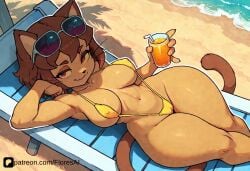 1girls ai_generated anthro big_ass big_breasts cameltoe cat_ears catgirl erect_nipples floresai furry furry_female furry_only huge_ass kit_(gameoverse) large_breasts looking_at_viewer narrow_waist naughty_face patreon patreon_url patreon_username sling_bikini slingshot_swimsuit teasing thick_thighs wide_hips