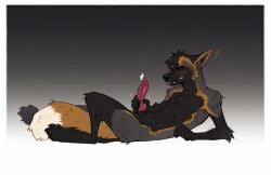 2026 animal_genitalia animal_penis anthro arm_tuft blep blush canid canine canine_genitalia canine_penis chest_tuft claws dashwood_fox digital_media_(artwork) dipstick_tail elbow_tuft ershd fox fur genitals gradient_background hair hi_res knot knotted_penis male male_only mammal markings masturbation multicolored_body multicolored_fur nude nude_anthro nude_male orange_eyes pawpads paws penile penile_masturbation penis pointy_ears prick_ears reclining red_fox sheath simple_background solo tail tail_markings teeth toe_claws tongue tongue_out true_fox tuft