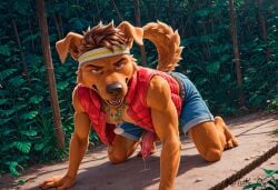 1boy 2026 ai_generated artist_request dreamworks forgotten_island furry furry_only gay male male_only raww_(forgotten_island) solo weredog yaoi