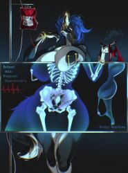 absurd_res anthro blood bodily_fluids bra breasts canid clothing female hair hi_res mammal martens_(artist) nikki_(nikki_forever) nipple_piercing nipples piercing quadrilateral_nipple_piercing solo underwear x-ray_view