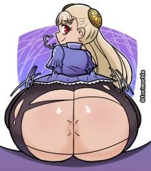 2d anus ass bubble_butt female female_focus female_only ingrid_(capcom) long_hair pantyhose rear_view ripped_pantyhose sitting street_fighter tagme tarimarble torn_pantyhose wide_hips