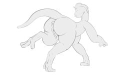 animal_genitalia animal_vulva anus big_butt breasts butt canine_genitalia canine_vulva digital_drawing_(artwork) digital_media_(artwork) digitigrade featureless_breasts feet female feral genitals greyscale hair hi_res humanoid looking_at_viewer looking_back looking_back_at_viewer mandibles monochrome monotone_background multi_breast nude plump_labia prehensile_feet psychpsyo puffy_anus quadruped running simple_background solo tail toes vulva white_background