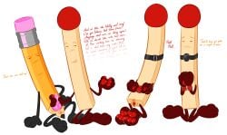 ball_gag battle_for_dream_island battle_for_dream_island_again bfb bfdi bfdia holding_penis match_(bfdi) object_shows pencil_(bfdi) penis pussy stroking_penis