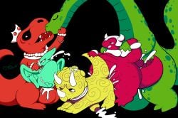 absurd_res anal anal_penetration anthro armor balls big_balls big_penis biped black_background blush bodily_fluids bracelet brontor_(ufo_50) ceratopsian ceratopsid chasmosaurine crown cum cum_from_mouth cum_in_ass cum_in_mouth cum_inside cum_on_face cum_through cum_while_penetrated cumshot digital_media_(artwork) dinosaur ejaculation eyes_closed feet feral foreskin gem genital_fluids genitals group group_sex hands-free headgear helmet hi_res horn huge_balls huge_penis humanoid_genitalia humanoid_penis jewelry kissing larger_male male male/male male_penetrated male_penetrating male_penetrating_male marginocephalian markings necklace orgasm_face orgy ornithischian partially_retracted_foreskin pearl_(gem) pearl_necklace penetration penis pincoosh prehistoric_species pterosaur quadruped quetzal_(ufo_50) reptile rexadon_(ufo_50) saurischian scalie sex signature simple_background size_difference smaller_male spiral_markings spots spotted_body stegnar_(ufo_50) stegosaurian stegosaurus tail theropod thyreophoran tongue_in_mouth tongue_penetration triceratops trilock_(ufo_50) tyrannosaurid tyrannosauroid tyrannosaurus tyrannosaurus_rex ufo_50 wings