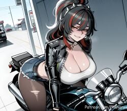 1female 1girl 1girls 2026 absurdres aesthetic ai_generated anime anime_style artist_name ass beautiful beautiful_female beautiful_girl belt big_ass big_breasts biker_clothes bitch black_choker black_hair black_jacket black_pantyhose blue_shorts blurred_background blush blush_lines blushing blushing_female breasts brown_pantyhose bubble_ass bubble_butt choker cleavage cover_page crop_top curvy curvy_body curvy_female curvy_figure curvy_hips curvy_thighs cute cute_face cutoffs denim denim_shorts digital_art digital_painting gloves grin hair_between_eyes hairband high_ponytail high_quality highres hoyoverse huge_breasts jacket large_ass large_breasts leather leather_jacket line_art long_comic long_hair long_sleeves looking_at_viewer manga_style mihoyo mihoyo_technology_(shanghai)_co._ltd. mommy mommy_dom mommy_kink motor_vehicle motorcycle multicolored_hair multiple_panels open_jacket orange_eyes outdoors pantyhose pantyhose_under_shorts parted_lips patreon patreon_link patreon_username phanary ponytail red_hair riding sexy sexy_body sexy_female sexy_pose shirt short_shorts shorts shoulder_spikes slut smile soft_shading solo solo_focus spiked_collar spiked_hairband spikes streaked_hair tank_top thick thighs torn_clothes torn_pantyhose torn_shorts tsundere web_address white_shirt white_tank_top zenless_zone_zero zhu_yuan