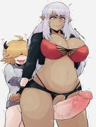 1boy 1girls absurdly_large_cock arm_grab big_breasts blonde_hair blue_eyes breasts commission crop_top curvy_figure dark-skinned_female dark-skinned_sub dark_elf dark_skin demon elf elf_ears elf_female female femboy femboy_on_female glowing_sora grabbing_from_behind height_difference highres horns horu huge_breasts huge_cock imminent_sex imp interspecies large_breasts large_penis light-skinned_male light_skin long_hair looking_at_penis male male/female nipple_bulge oc older_female original original_characters pale-skinned_male pale_skin penis penis_awe penis_on_pussy prostitute prostitution purple_skin pussy rubbing_penis_on_pussy sex_slave sharp_teeth short_shorts size_difference small_but_hung small_dom_big_sub smaller_male submissive_female thick_thighs thigh_sex thong thong_straps throbbing_penis tongue tongue_out veiny_penis voluptuous white_hair worried yumi_dark_elf