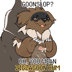 1:1 alpha_channel ambiguous_gender anthro badger balls big_balls black_body black_fur bodily_fluids brown_body brown_eyes brown_fur butt claws cum dipstick_tail duo english_text feral fur fur_markings genital_fluids genitals hybrid looking_pleasured low_res male male_(lore) mammal markings mephitid mustelid musteline narrowed_eyes nintendo open_mouth open_smile penis pinnip_(pinnipip) pinnipip pokemon pokemon_(species) precum precum_on_self simple_background skunk smile tail tail_markings text transparent_background white_body white_fur zigzagoon