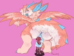 absurd_res amiri_(nonbiamiri) animal_genitalia animal_penis anthro anus aroused big_tail blue_eyes blue_horn blush bodily_fluids butt butt_focus claws cum cum_drip cum_on_penis cum_on_self dildo dragon dripping ear_markings ear_stripes equine_genitalia equine_penis facial_markings fluffy fluffy_tail fur fur_markings furred_dragon furred_scalie genital_fluids genital_slit genitals head_markings hi_res horn inner_ear_fluff looking_back looking_pleasured male markings masturbation mythological_creature mythological_scalie mythology novaplexy open_mouth penetration penis pink_body pink_fur prehensile_penis riding scalie sex_toy slit_penetration slit_play solo spiked_tail spikes spikes_(anatomy) striped_body striped_fur striped_markings striped_tail stripes tail tail_markings tan_body tan_fur tapering_penis toy toying_self tuft white_body white_fur wings