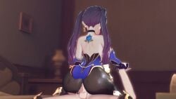 1boy 1girls 3d aether_(genshin_impact) anal anal_penetration anal_sex animated big_ass cowgirl_position cum_in_ass cum_inside full_nelson full_nelson_(legs_held) full_nelson_anal genshin_impact girl_on_top high_heels holding koikatsu longer_than_2_minutes mona_(genshin_impact) mona_(genshin_impact)_(cosplay) open_mouth penetration purple_hair riding_penis ripped_clothing sound squatting_cowgirl_position squatting_on_penis tagme torn_legwear twintails video