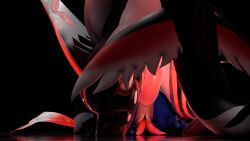 3d_(artwork) absurd_res anal anal_penetration anthro anthro_on_anthro bat blender_(artwork) blush clothing dark digital_media_(artwork) dominant dragon duo fin genitals glowing glowing_genitalia glowing_penis hi_res horn legwear male male/male mammal mythological_creature mythological_scalie mythology penetration penis pinned scalie size_difference soroka_play stockings