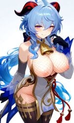 ai ai-created ai_assisted ai_generated curvy curvy_body curvy_female curvy_figure erect_nipples fishnet fishnet_clothing fishnet_dress fishnets ganyu_(genshin_impact) genshin_impact impacter looking_at_viewer no_watermark panties pixai slightly_open_mouth smiling smiling_at_viewer
