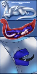 2020 anthro anus balls claws comic dialogue dragon duo erection feral firondraak full_tour genitals hi_res looking_pleasured male male/male mythological_creature mythological_scalie mythology nude penis quadruped safe_vore scalie smile wings zyyph zyyphelze