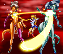 2011 3girls attack bishoujo_senshi_sailor_moon blue_skin breasts castor_(sailor_moon) closed_eyes clothing dark_kingdom female female_only gblastman high_heels humanoid monster_of_the_day multiple_girls nipples open_mouth orange_skin panties pollux_(sailor_moon) sailor_moon short_hair skirt small_breasts tail thong topless usagi_tsukino villainess youma