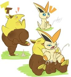2boys anal anal_sex ass back balls belly blue_eyes brown_skin claws closed_eyes color cum cum_in_ass cum_inside cum_while_penetrated drowzee eyelashes fangs feet fur furry gay girly grey_eyes half-closed_eyes heart interspecies large_penis leg_up looking_back male male_only multiple_males nintendo no_humans nude open_mouth orange_fur pdxyz penis pokémon_(species) pokemon pokemon_(species) pokemon_bw sex sitting size_difference smile sodomy spread_legs sweat teeth testicles text tongue victini white_fur yaoi yellow_skin