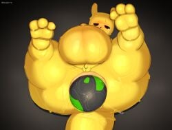 1boy 2026 anthro artist_name ass axoarts balls big_butt black_eyes black_nose bodily_fluids digital_media_(artwork) egg egg_laying fur genitals heart_eyes heart_symbol hi_res looking_pleasured lying male male_egg_laying male_only monk_(rain_world) on_back penis pregnant pregnant_anthro pregnant_male rain_world rear_view slugcat small_balls small_penis solo sweat tail tears tears_of_pleasure text thick_thighs videocult yellow_body yellow_ears yellow_fur yellow_tail