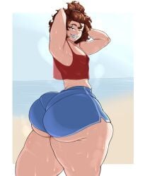ass ass_cheeks big_ass big_booty big_butt big_thighs blackwhiplash blackwhiplashverse booty booty_shorts butt_cheeks cellulite dylan_roberts fat_ass femboy huge_thighs looking_at_viewer looking_back looking_back_at_viewer male male_only pantylines solo solo_focus solo_male solodimeleo sweaty sweaty_ass sweaty_body sweaty_thighs underwear_outline young_male young_man