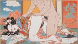 1girl 1male adult_game ai_generated anal anal_insertion anal_penetration anal_sex asnoble black_hair cg eroge from_behind_position fucked_from_behind fucked_silly game_cg head_against_ground kimono kimono_lift kimono_pull legs long_hair looking_back naked naked_male naked_male_clothed_female naked_male_with_clothed_female on_all_fours original original_character parody pubic_hair sex sex_from_behind shunga traditional video_game video_game_character visual_novel visual_novel_cg