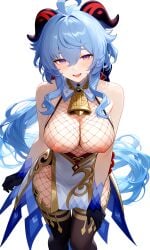 ai ai-created ai_assisted ai_generated curvy curvy_body curvy_female curvy_figure erect_nipples fishnet fishnet_clothing fishnet_dress fishnets ganyu_(genshin_impact) genshin_impact impacter looking_at_viewer no_watermark panties pixai slightly_open_mouth smiling smiling_at_viewer