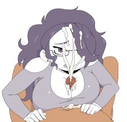 1boy 1girls big_breasts breasts cum cum_on_breasts cum_on_face dark-skinned_male dark_skin ejaculation glasses hair_over_one_eye looking_at_viewer paizuri pov purple_hair the_introverted_cartoonist titfuck titjob unknown_artist variant_set youtube youtuber