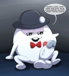 absurd_res balls big_penis bow_tie brain clothing dialogue genitals hat hat_only headgear headgear_only headwear headwear_only hi_res humanoid_genitalia humanoid_penis machine male mostly_nude not_furry organs penis requesting robot sex_request simple_background sirei sitting solo spread_legs spreading tepigfan101 the_hundred_line:_last_defense_academy